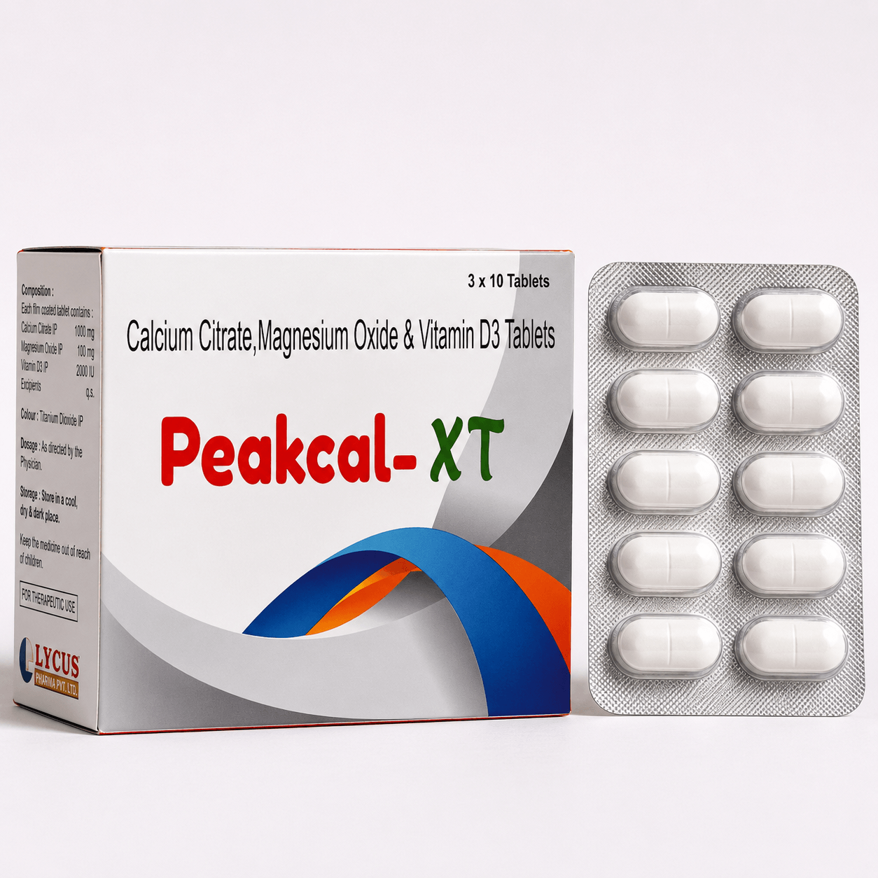 Peakcal-XT Calcium Citrate, Magnesium Oxide and Vitamin D3 Tablets